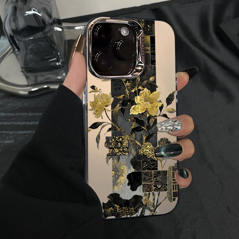 国潮水墨荷花适用苹果17pro手机壳磨砂小众高级网红同款数码配件