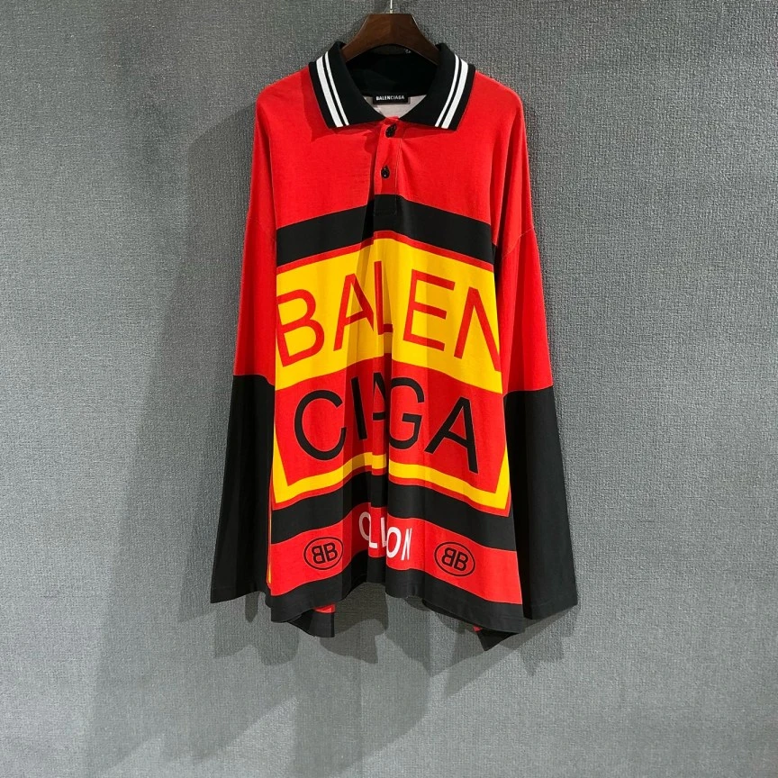 99新 Balenciaga/巴黎世家 （pm）拼色Polo衫长袖 xs码/3350