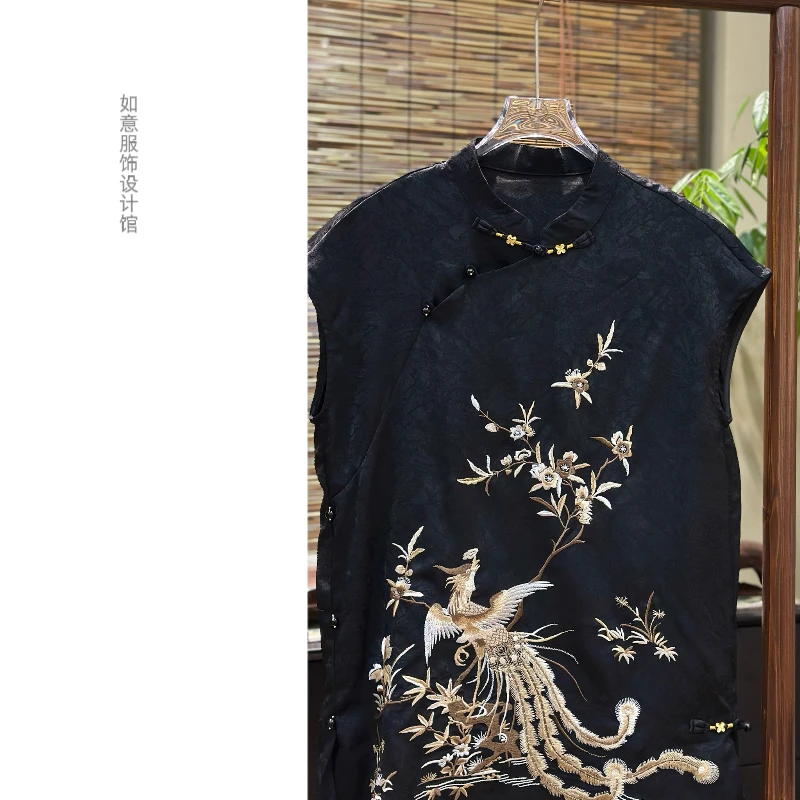 如意馆【凤枝】新中式时尚斜襟提花刺绣重工高级上衣