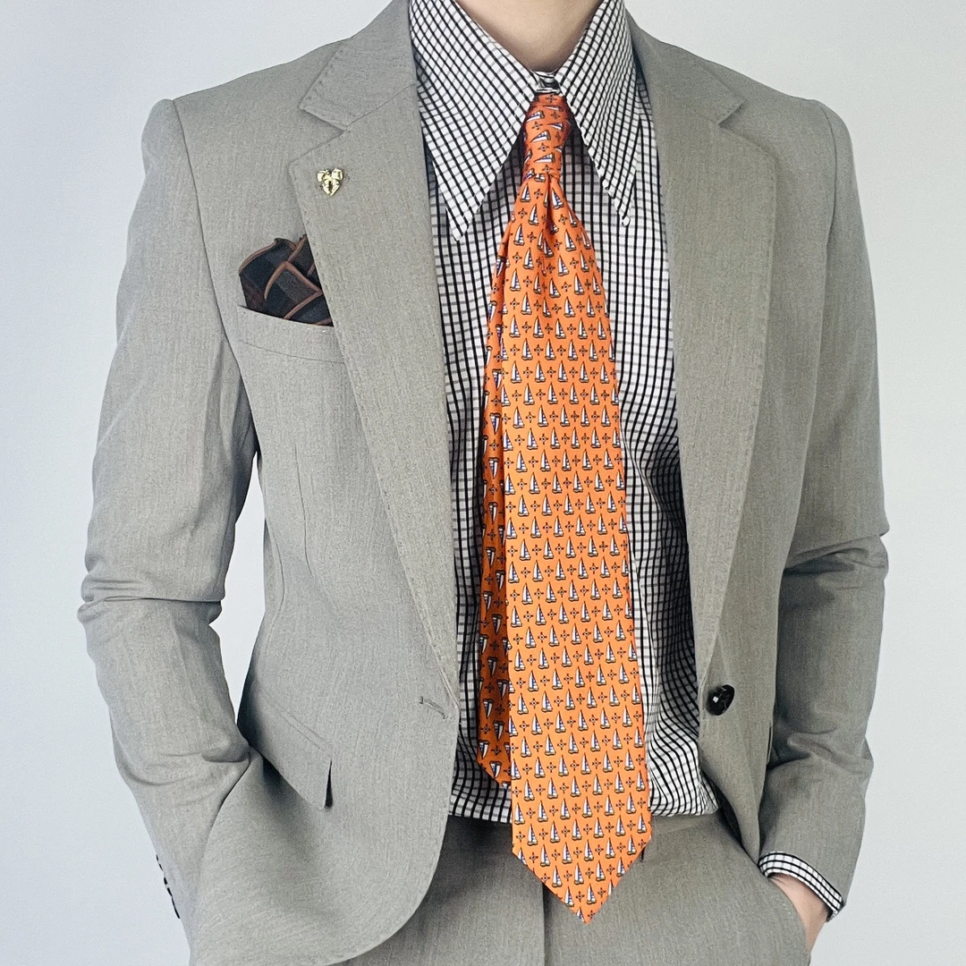 黑白格子衬衫网格品质意式尖领上衣暗扣设计品质舒适百搭高级品质