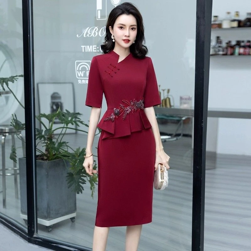 高端喜婆婆婚宴装旗袍晚礼服小个子年轻款妈妈婚礼服高贵洋气显瘦