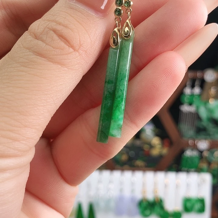 翡翠银S925镶嵌耳饰耳饰