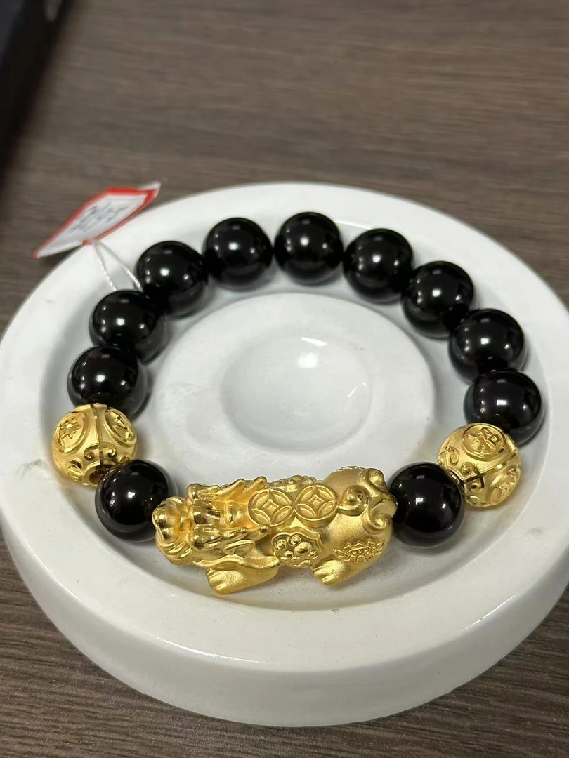 【足金999】卡12钱币貔貅+2颗招财进宝转运珠