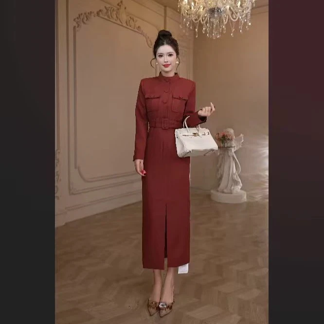 【十七原创】设计师复古法式修身收腰百搭时尚女装连衣裙61127