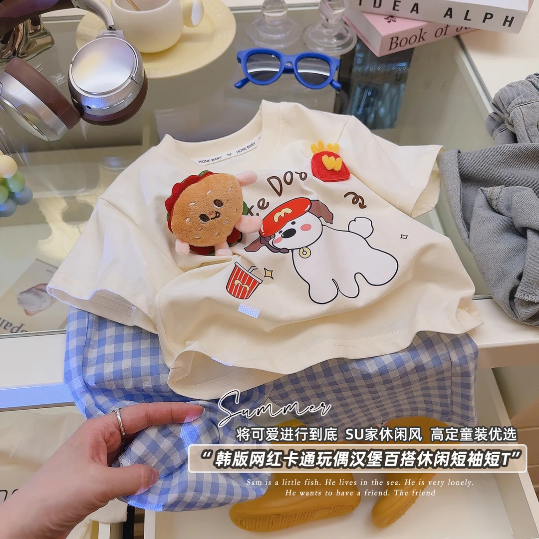 【立体玩偶】儿童短袖T恤亲子短袖夏装新款宽松卡通上衣洋气打底衫