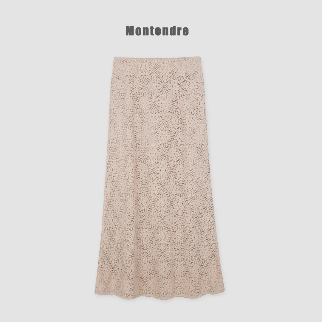 【Montendre】 秋冬新款 N 时尚气质镂空蕾丝刺绣百搭半身裙