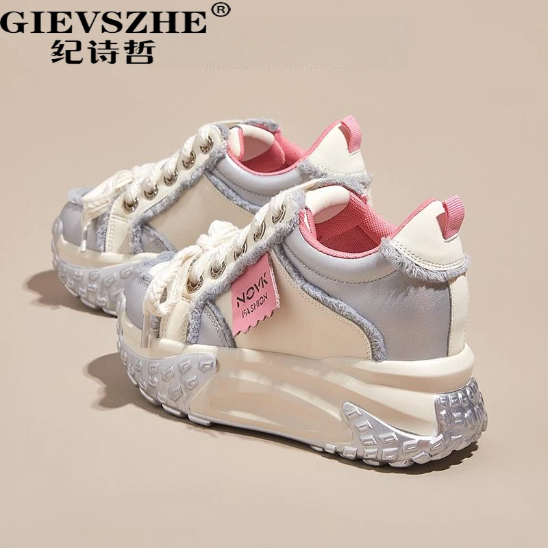 纪诗哲增高厚底老爹鞋女款显瘦秋冬新款加绒保暖百搭轻便休闲鞋女