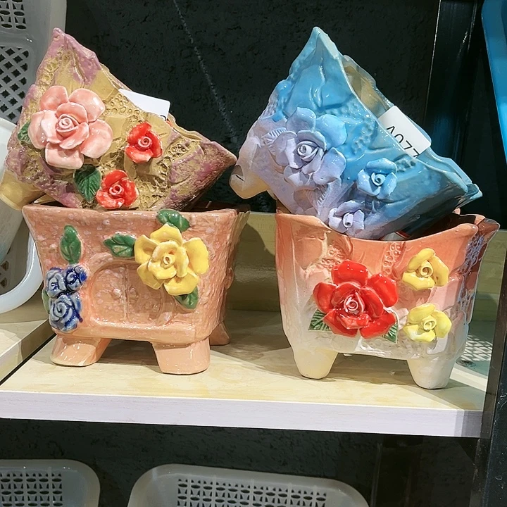 瓷片花盆多肉植物艺术品