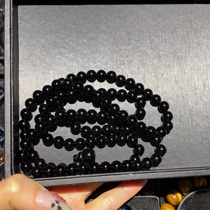 黑曜岩手链未镶嵌红***人