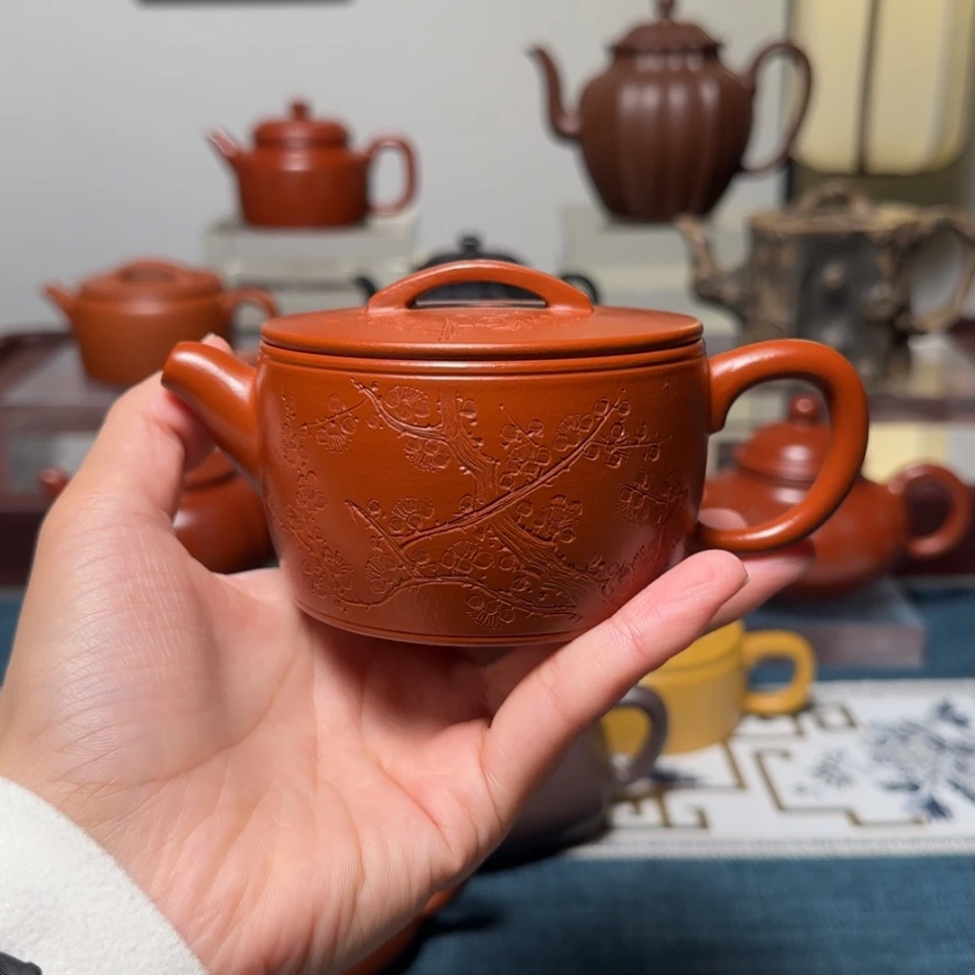 紫砂茶壶全手工大口汉瓦壶小煤窑朱泥