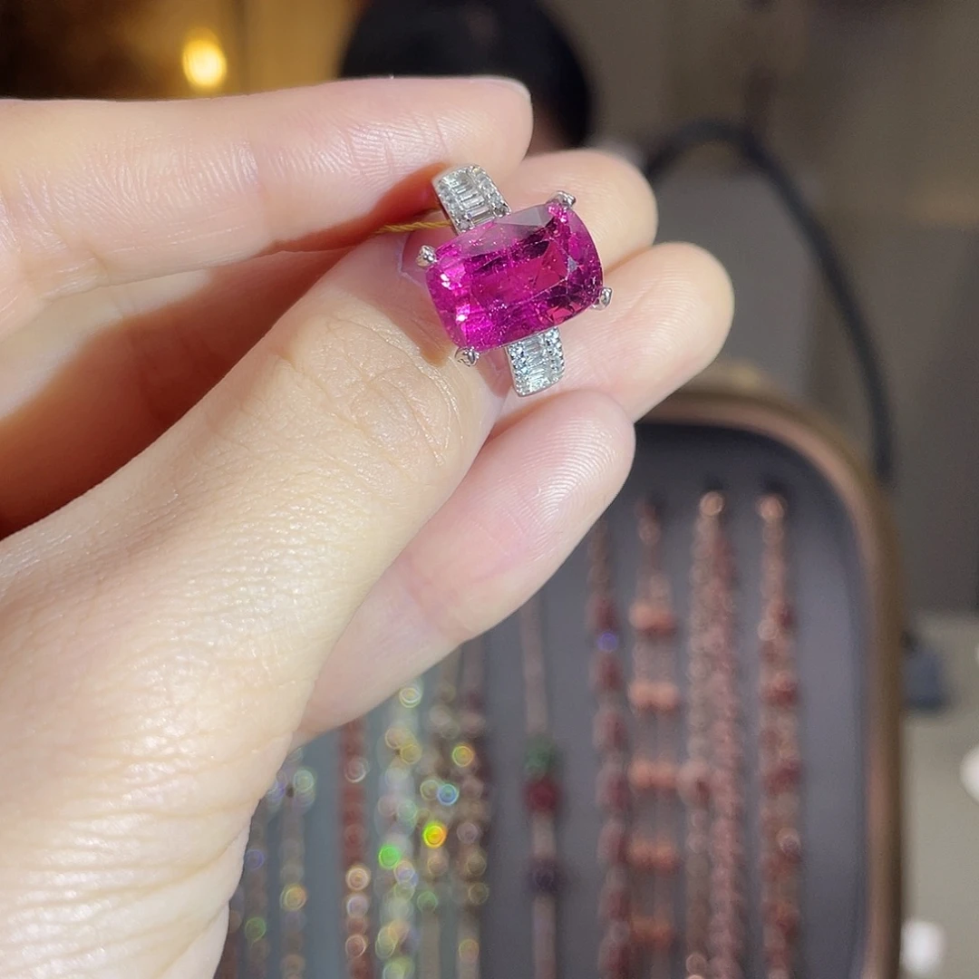 戒指银S925镶嵌碧玺