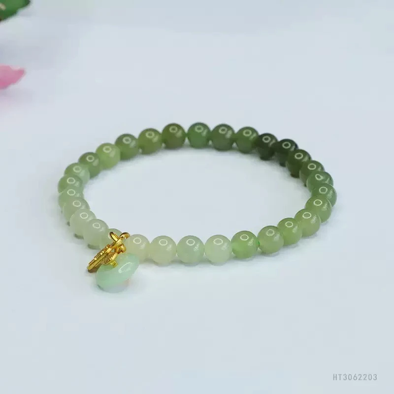S-6699和田玉晴水渐变单圈手串