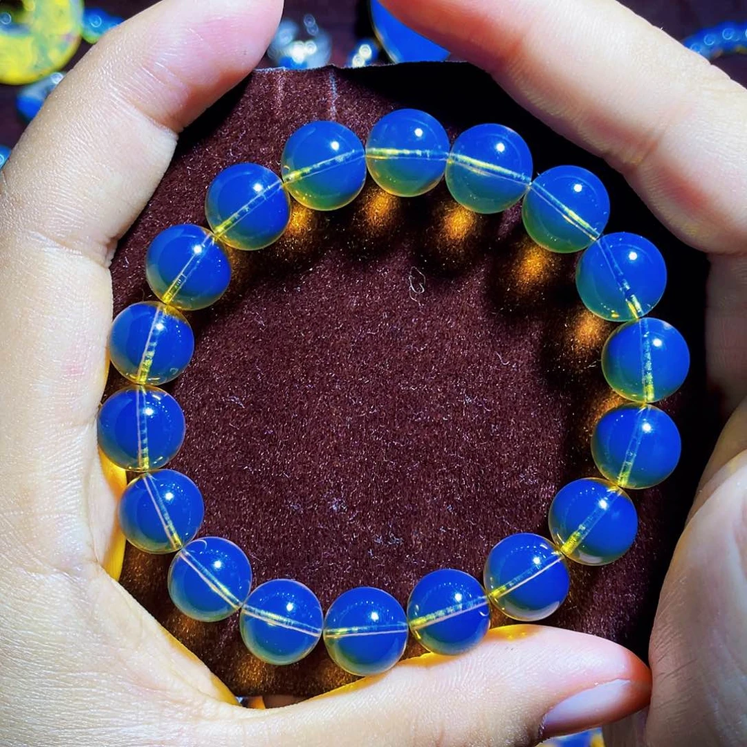 蓝珀裸石未镶嵌10加手串