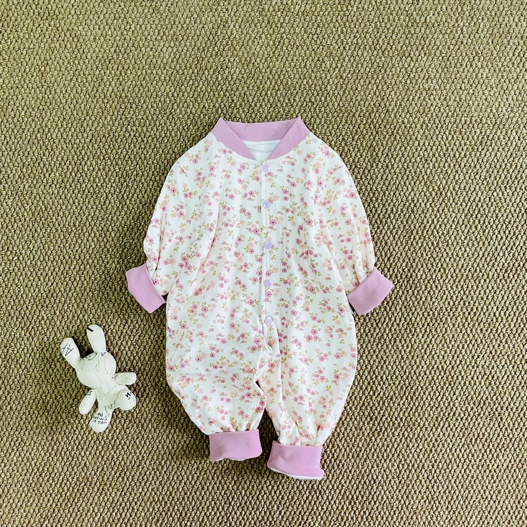 长爬宝宝A类双层新生儿春秋爬服极简风长袖幼儿哈衣