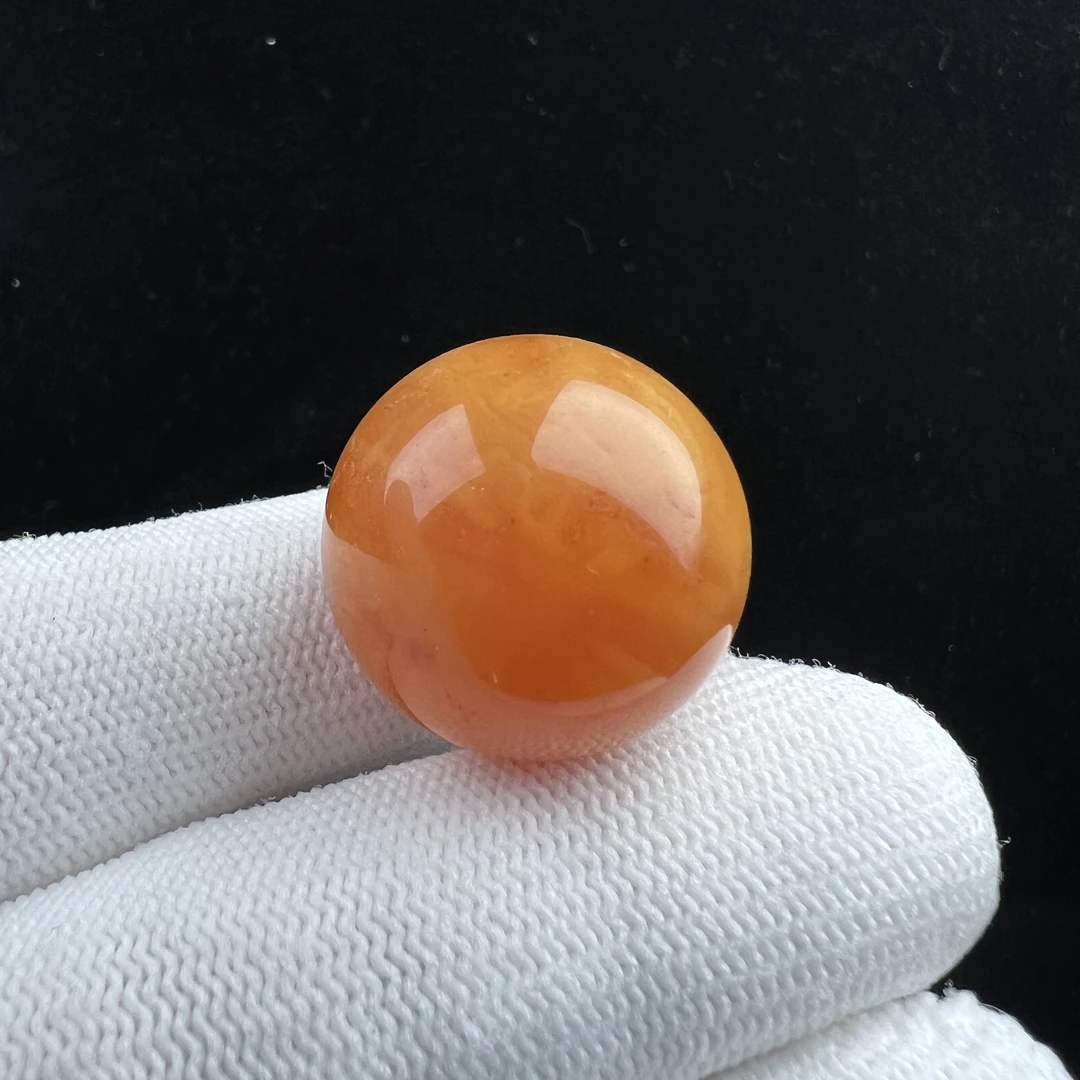 D1964天然蜜蜡瑕疵特价 鸡油黄圆珠23.4mm支持鉴定假一罚十