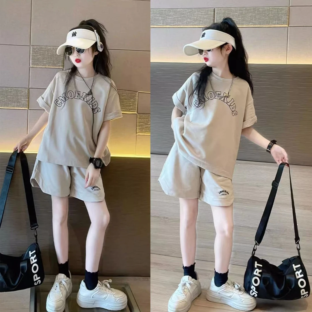 女童套装新款夏季洋气儿童短袖短裤中大童休闲夏装运动时髦两件套