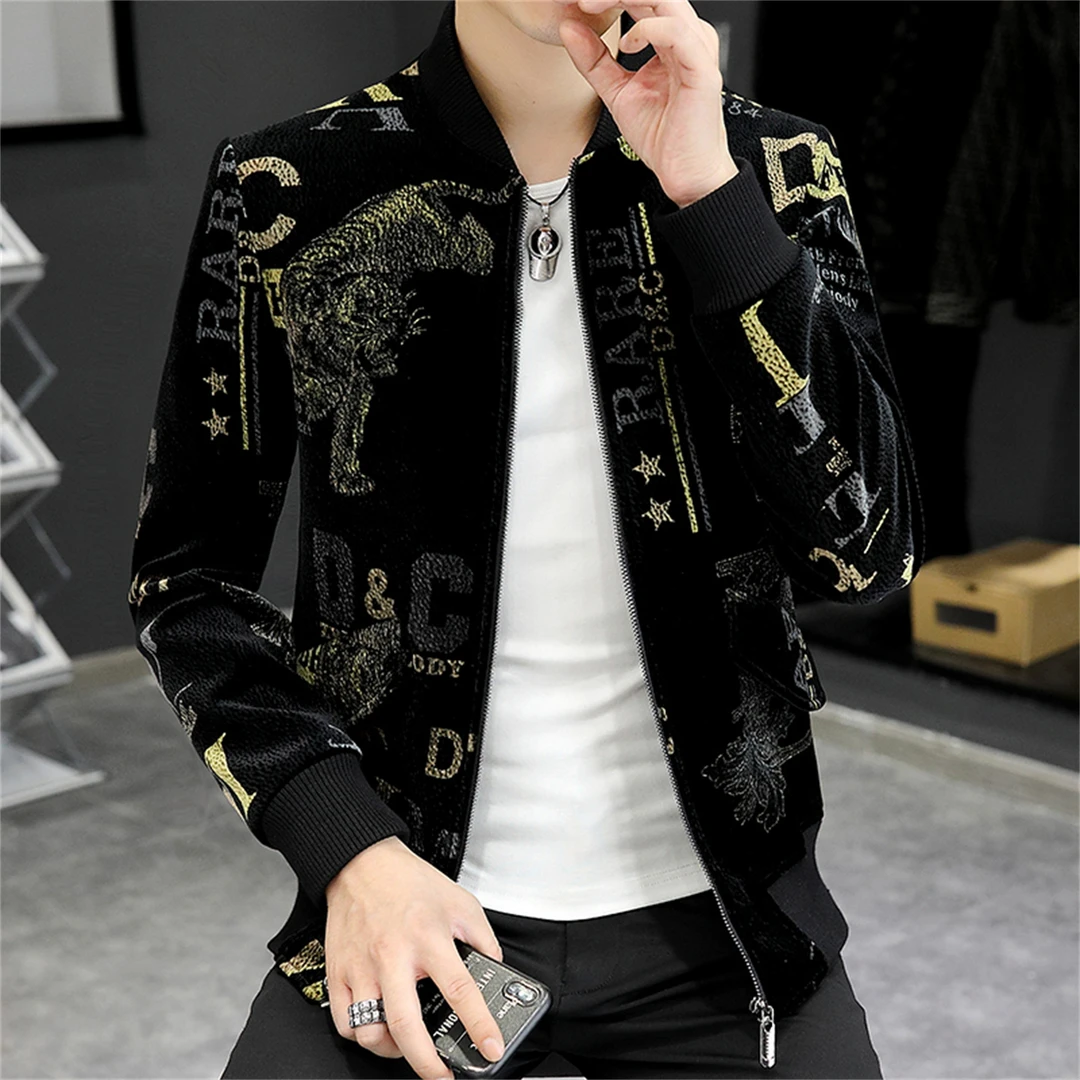 荷波撒纳温高端灯芯绒外套秋冬男士潮流修身厚款上衣短款立领夹克