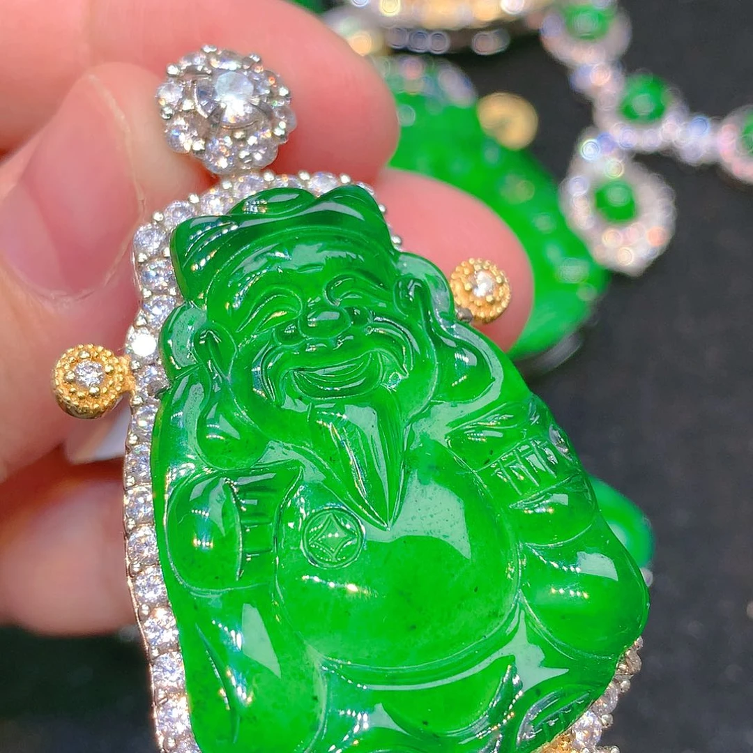 吊坠(不含链)银S925镶嵌翡翠翡翠