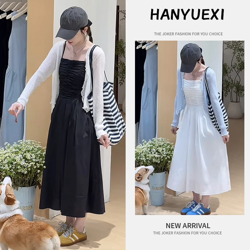 夏季一整套女装2025年新款韩版洋气防晒针织开衫吊带连衣裙两件套