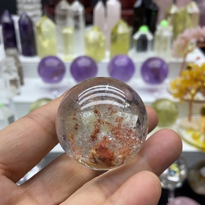 摆件水晶未镶嵌红幽灵球3.6cm