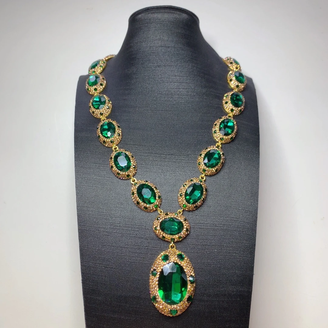 铜合金项链 经典奢华绿色秀款豪华晚装单项链310