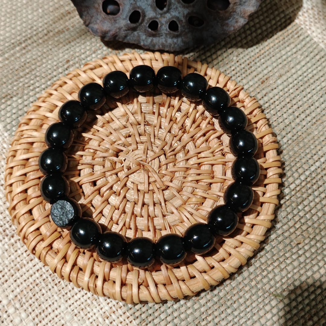 素｜高墨度高油性新疆和田玉细料青玉黑青手串卡10mm老型文玩手串