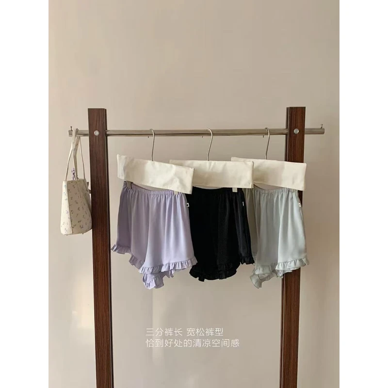 【缎面木耳边短裤】夏季薄款甜美家居短裤2579  裤长32