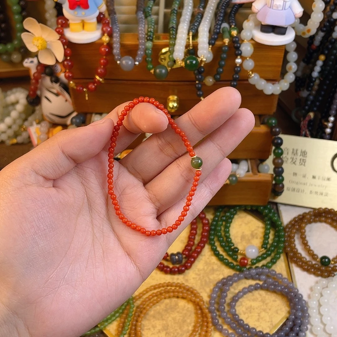 南红玛瑙单圈手串未镶嵌