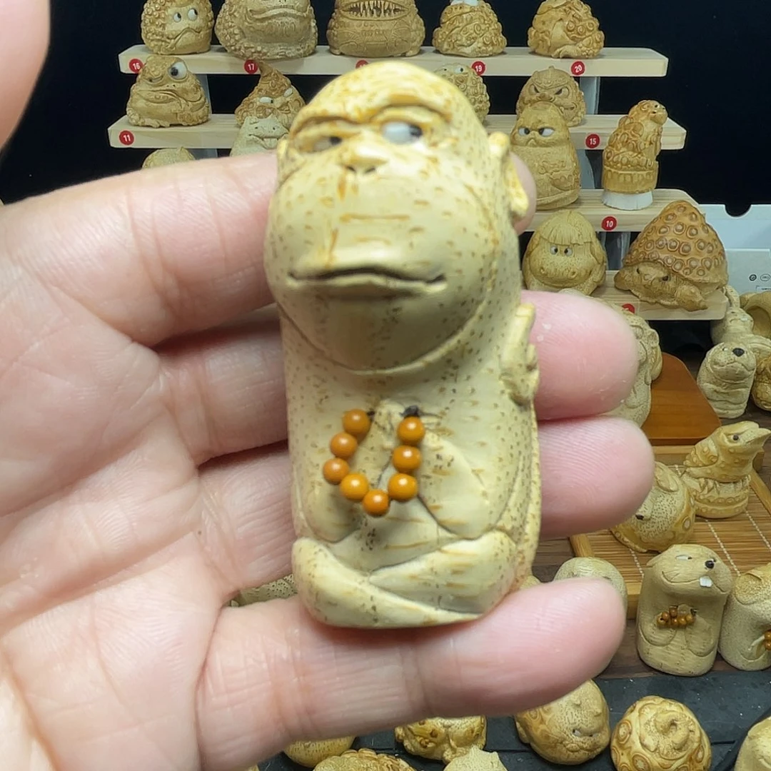 竹竹根雕猴子手把件