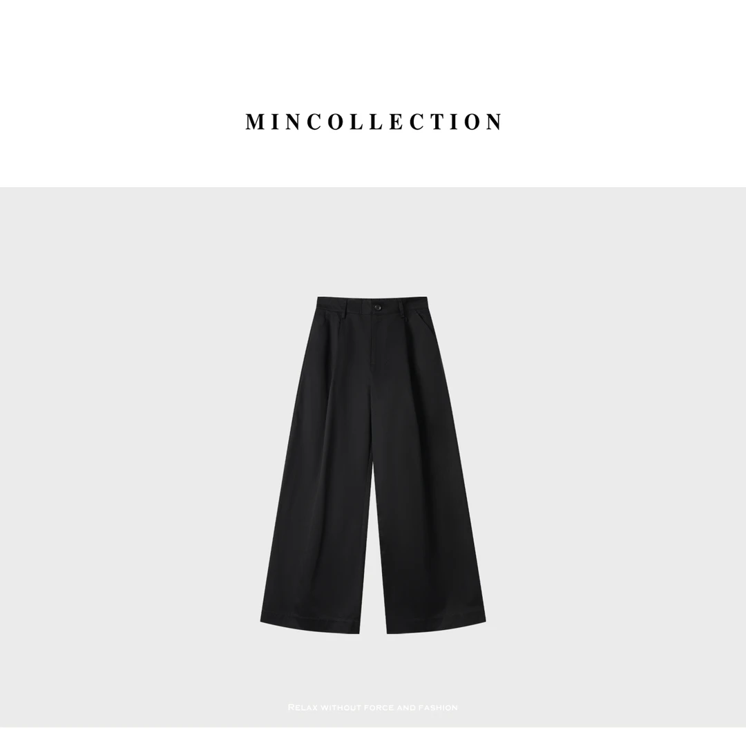 DE Mincollection半松紧压褶裤/日系山本风显瘦水洗棉休闲裤40359