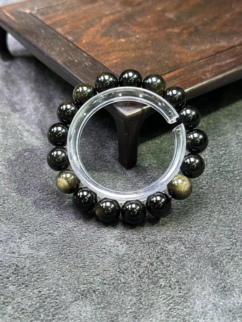 C168黑金金曜石单圈卡1.2手串