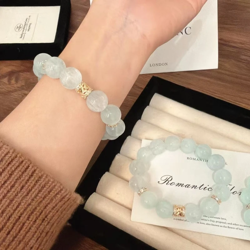 X1851[青青子衿]拉丝绿萤石手链高端轻奢手串多样性发一