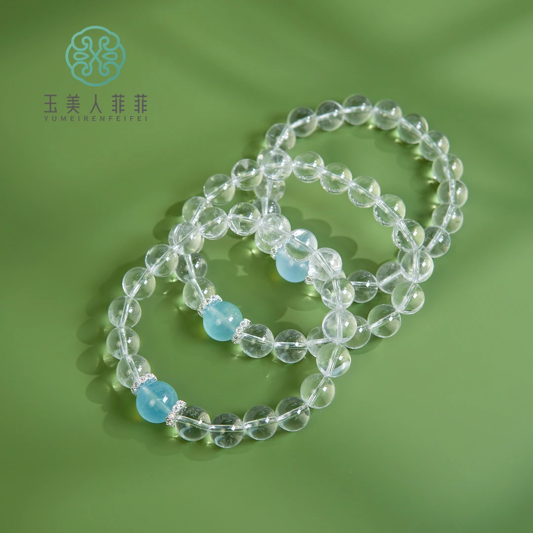 石惑珠宝~白水晶单圈圆珠手串约10mm/多样性发一