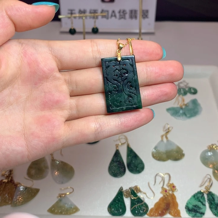 翡翠银S925镶嵌耳坠耳饰