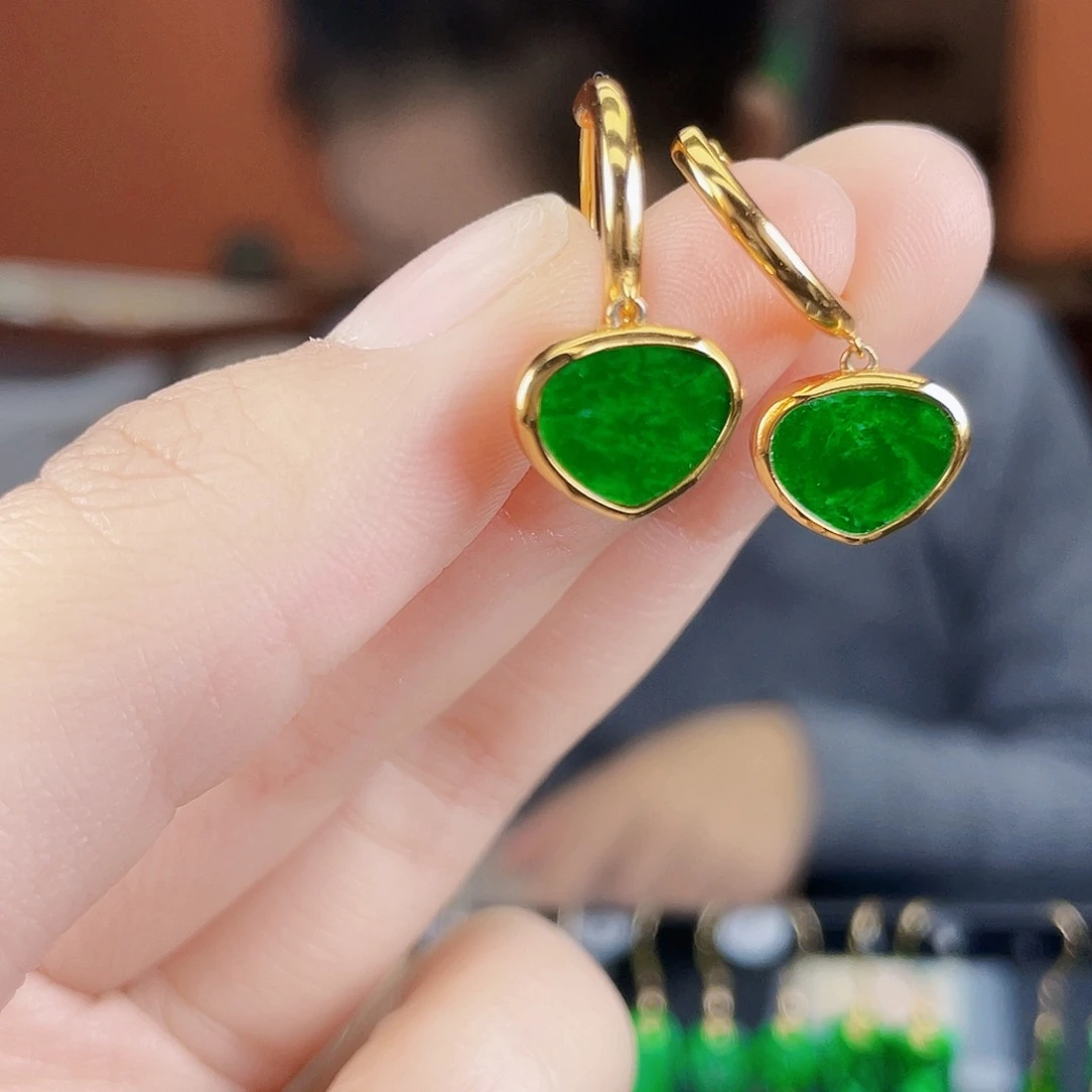 翡翠银S925镶嵌耳饰
