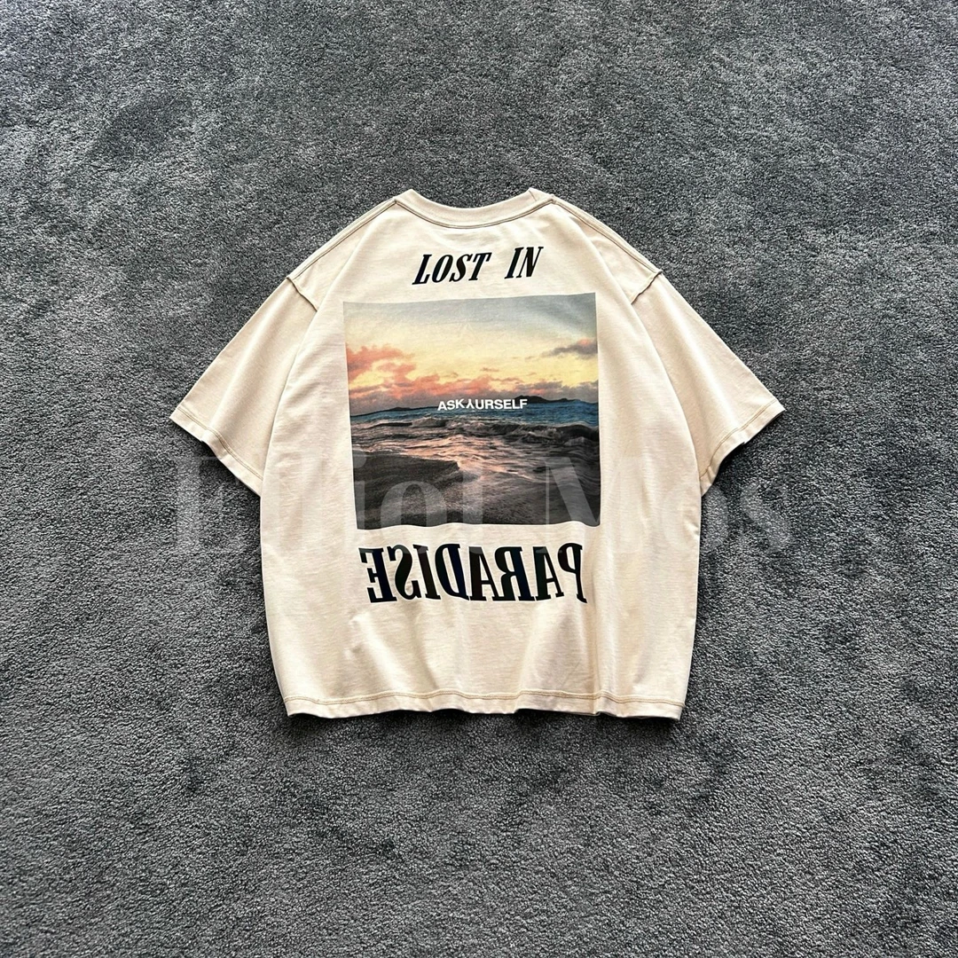 加州风景~Printed T-Shirt 280g彩色反转字母印花短袖T恤-1218