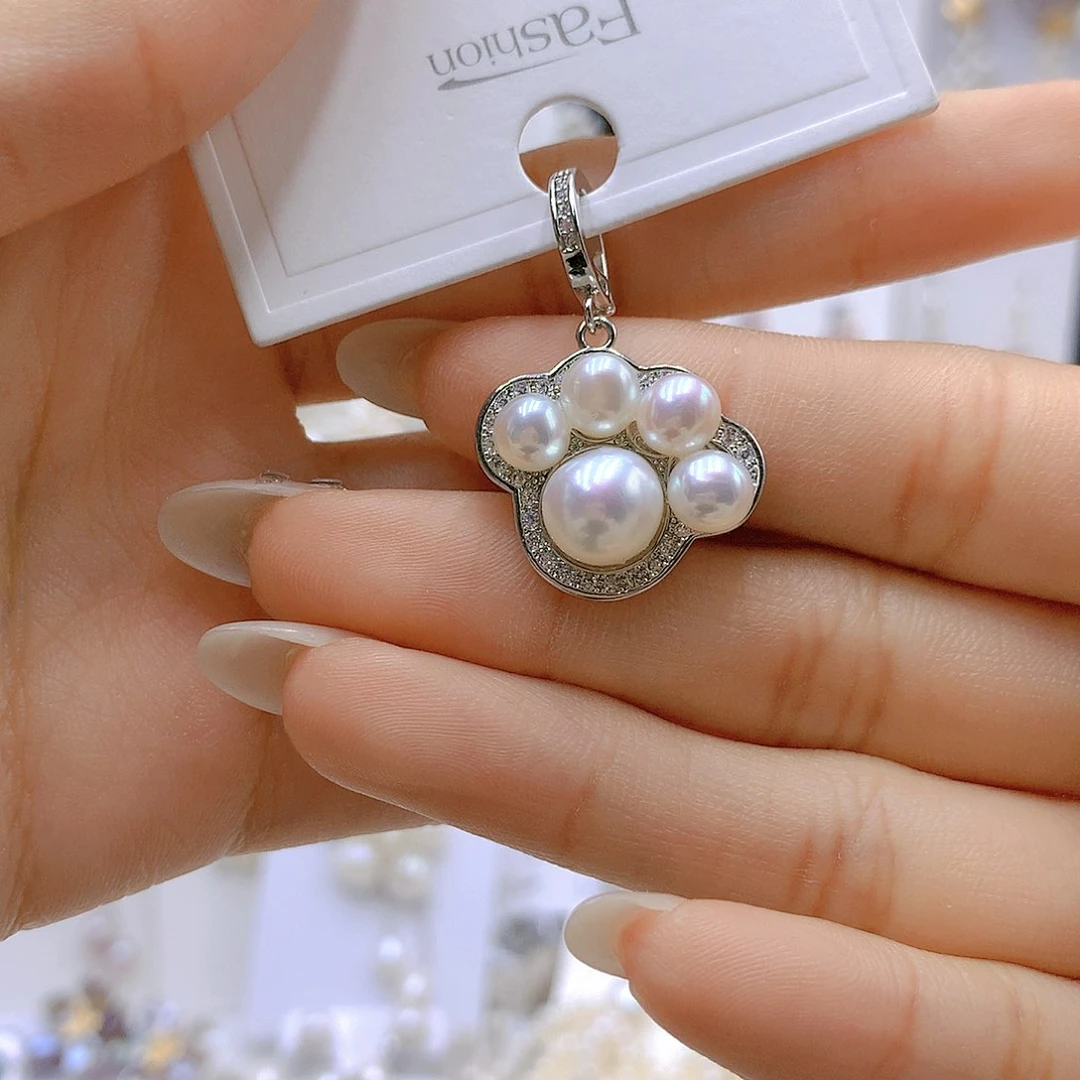 银S925镶嵌耳饰淡水珍珠