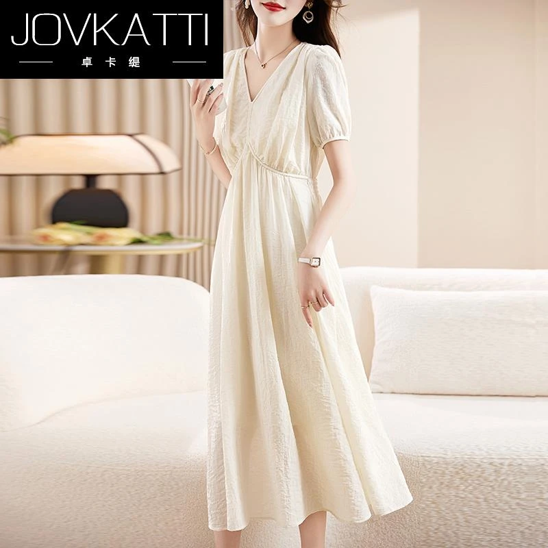 Jovkatti高级感连衣裙女装夏2025新款高端气质名媛洋气女神范高腰