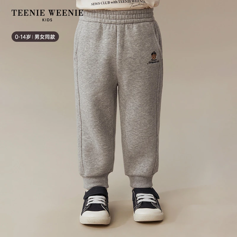 TeenieWeenieKids小熊童装25年新款秋冬基础加绒卫裤TKTM258997H