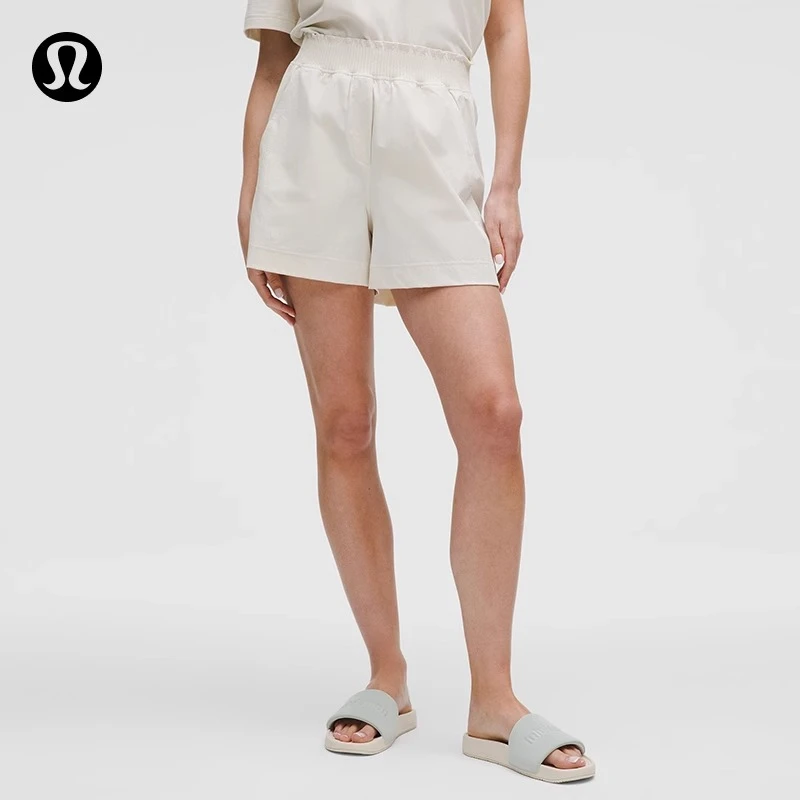 Stretch Woven 女士腰部褶边高腰短裤 4"丨lululemon丨LW7DGMS