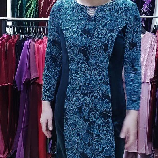 孔雀蓝110斤左右连衣裙短款