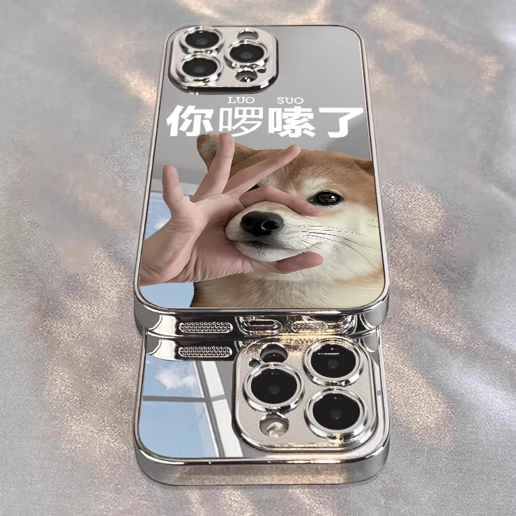 镜面小狗手机壳适用苹果16华为oppo小米15vivo荣耀oppo红米iphone