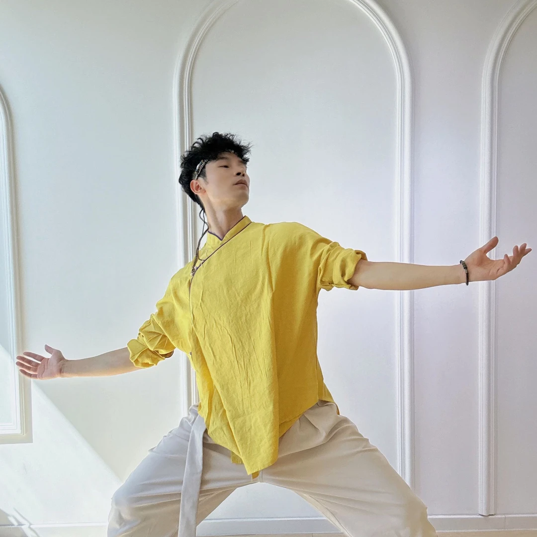 {官生松}老师推荐棉麻蒙古舞蹈服宽松版男女同款大袍衫学生艺考