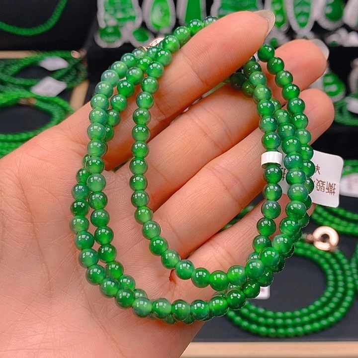 翡翠未镶嵌耳饰天然A货翡翠珠链卡5