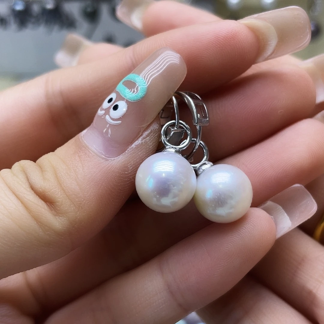 银S925镶嵌淡水珍珠耳饰
