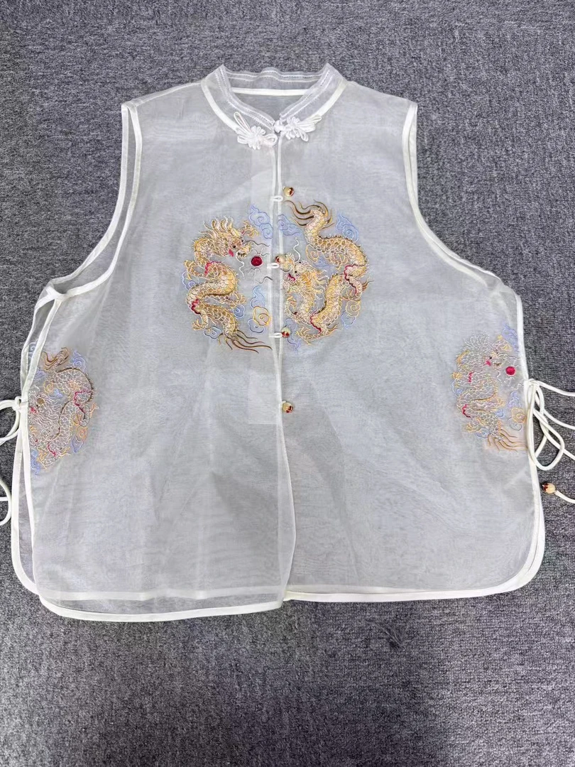 桑蚕丝欧根缎莨纱马甲