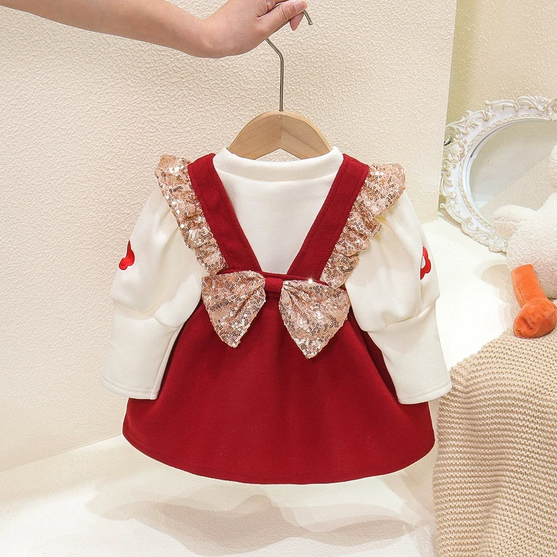 棉80%女童2022秋冬装新款套装小童洋气儿童装周岁女宝宝冬季加绒