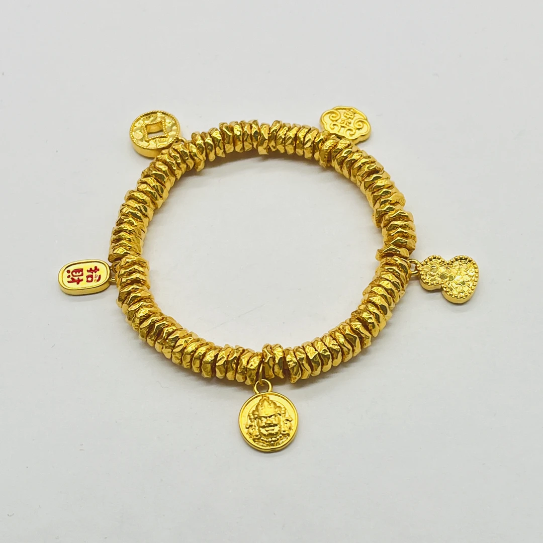 足金999五福临门盘缠手串diy配件