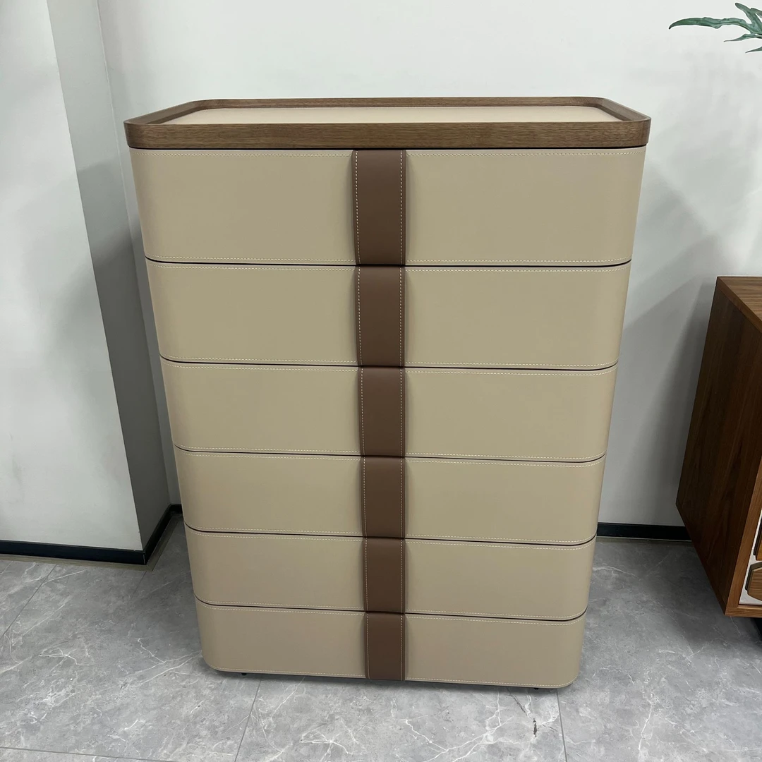 极简马鞍皮斗柜家用高品质储物斗柜卧室配套系列立式斗柜设计师款