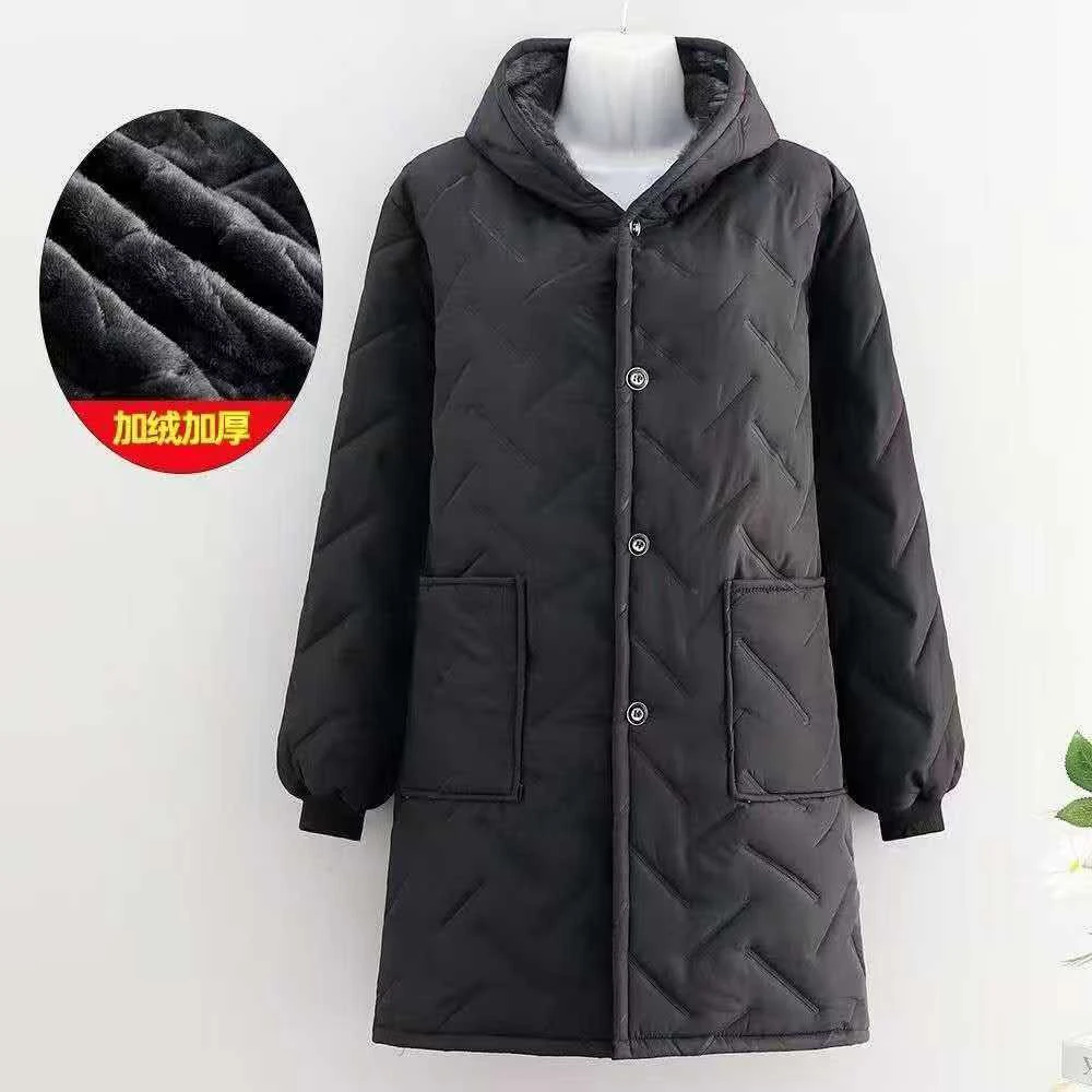 冬季加绒加厚新款长袖工作服外套上班厨房家用耐脏围裙保暖罩衣